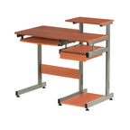 38" Oak and Silver Wood and Steel Sled Computer Desk