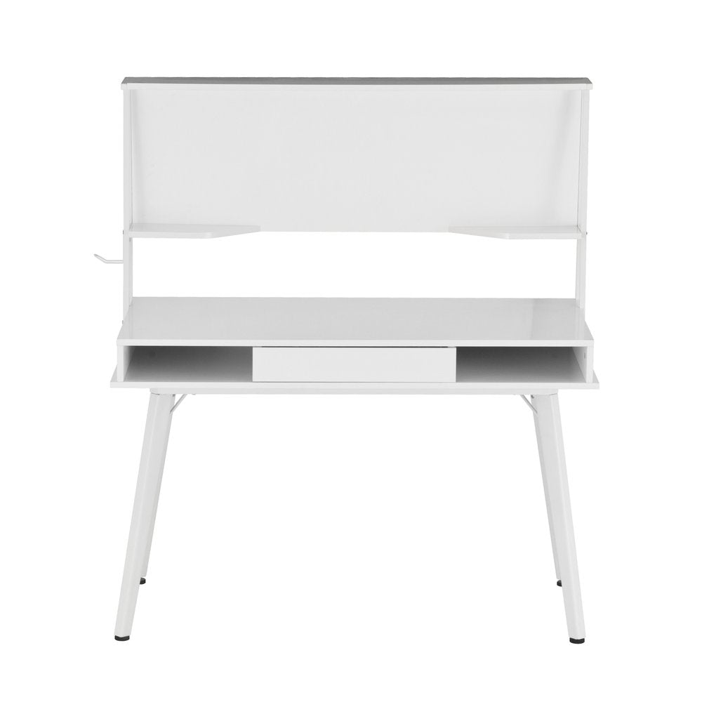 47" White Wood Computer Desk With Magnetic Dry Erase Board