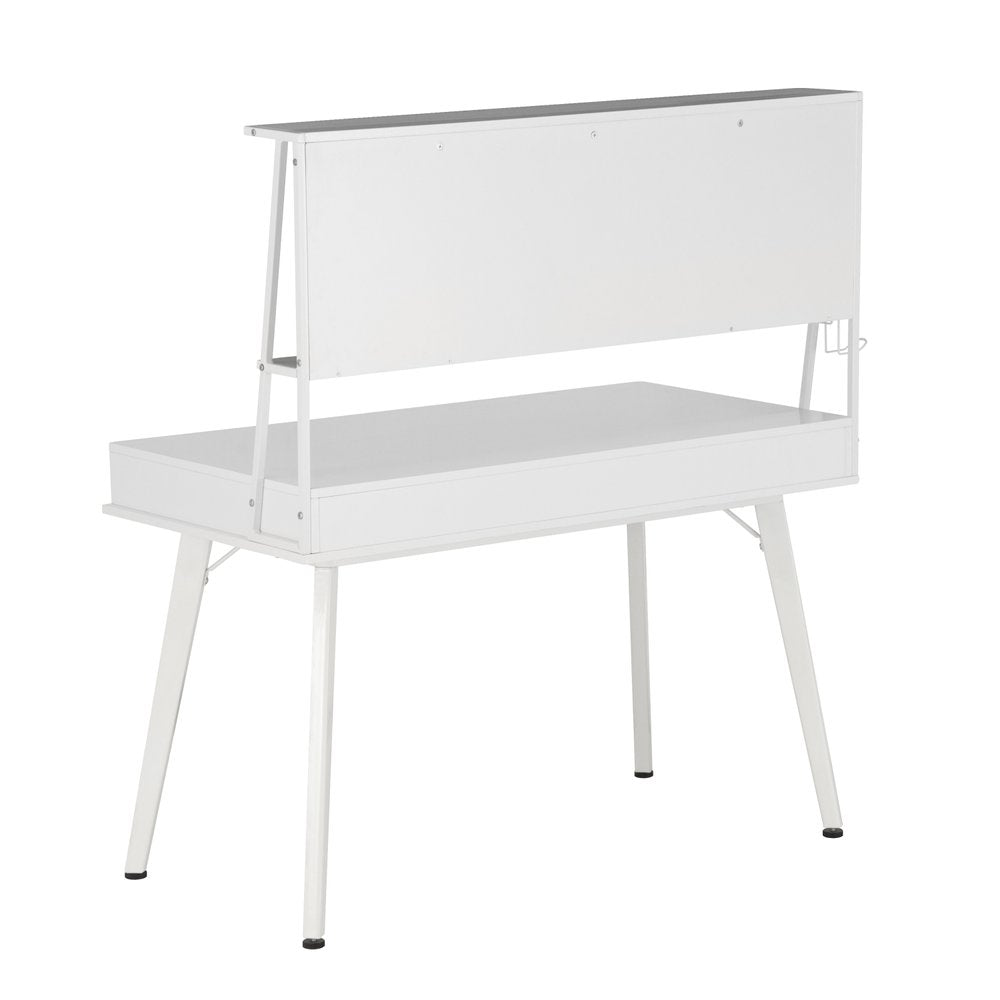 47" White Wood Computer Desk With Magnetic Dry Erase Board