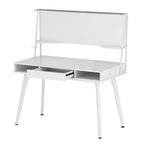 47" White Wood Computer Desk With Magnetic Dry Erase Board