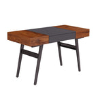 51" Mahogany and Gray Wood and Steel Writing Desk
