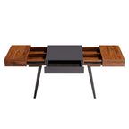 51" Mahogany and Gray Wood and Steel Writing Desk