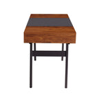 51" Mahogany and Gray Wood and Steel Writing Desk