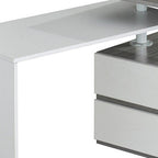 58" Gray and White Wood Adjustable Position Computer Desk With Two Drawer Cabinet