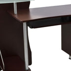 51" Chocolate and Silver Wood and Steel Pedestal Computer Desk With Two Drawers
