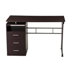 48" Chocolate Wood and Steel Pedestal Computer Desk With Three Drawers