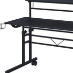 Adjustable Black Wood and Stainless Steel Rolling Writing Desk