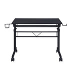 Adjustable Black Wood and Stainless Steel Rolling Writing Desk