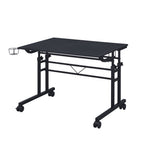 Adjustable Black Wood and Stainless Steel Rolling Writing Desk