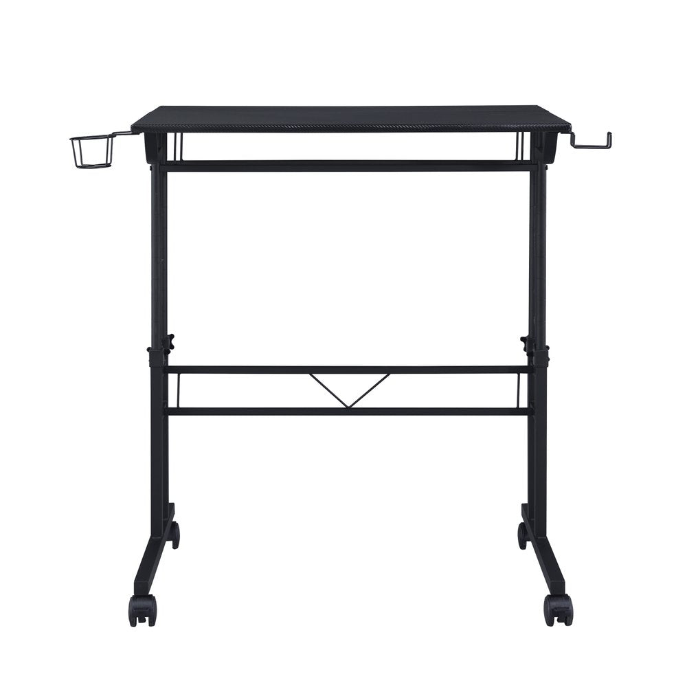 Adjustable Black Wood and Stainless Steel Rolling Writing Desk