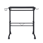 Adjustable Black Wood and Stainless Steel Rolling Writing Desk
