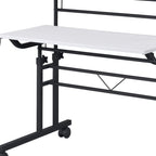 Adjustable White and Black Wood and Stainless Steel Rolling Writing Desk