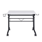 Adjustable White and Black Wood and Stainless Steel Rolling Writing Desk