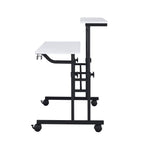 Adjustable White and Black Wood and Stainless Steel Rolling Writing Desk