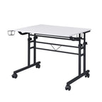 Adjustable White and Black Wood and Stainless Steel Rolling Writing Desk