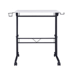 Adjustable White and Black Wood and Stainless Steel Rolling Writing Desk