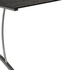59" Espresso and Silver Wood and Steel L Shape Pedestal Computer Desk With Three Drawers