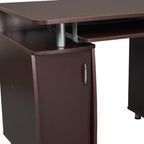 48" Chocolate Wood Pedestal Computer Desk With Two Cabinets And Two Drawers
