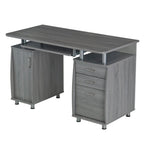 48" Gray Wood Pedestal Computer Desk With Two Cabinets And Two Drawers