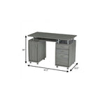 48" Gray Wood Pedestal Computer Desk With Two Cabinets And Two Drawers