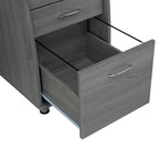 48" Gray Wood Pedestal Computer Desk With Two Cabinets And Two Drawers