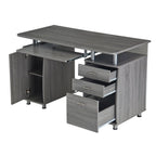 48" Gray Wood Pedestal Computer Desk With Two Cabinets And Two Drawers
