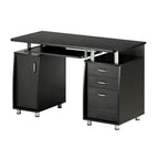 48" Espresso Wood Pedestal Computer Desk With Two Cabinets And Two Drawers