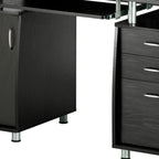 48" Espresso Wood Pedestal Computer Desk With Two Cabinets And Two Drawers