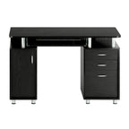 48" Espresso Wood Pedestal Computer Desk With Two Cabinets And Two Drawers