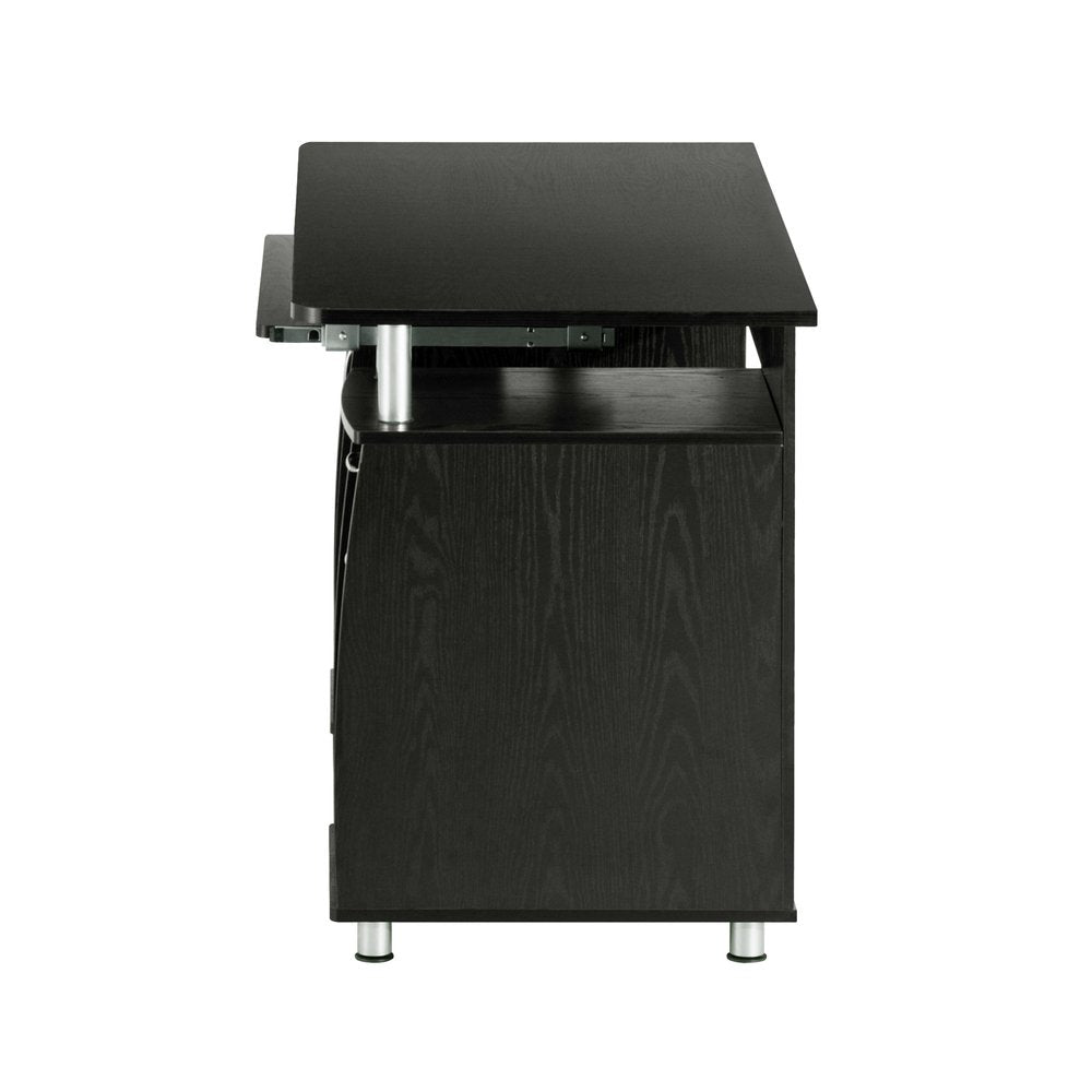 48" Espresso Wood Pedestal Computer Desk With Two Cabinets And Two Drawers