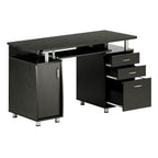 48" Espresso Wood Pedestal Computer Desk With Two Cabinets And Two Drawers