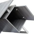 51" Gray and Silver Wood and Steel Pedestal Executive Desk With Two Drawers
