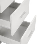 59" Sand Silver and White Wood and Steel L Shape Pedestal Computer Desk With Three Drawers