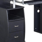 47" Espresso Wood Pedestal Computer Desk With Two Drawers