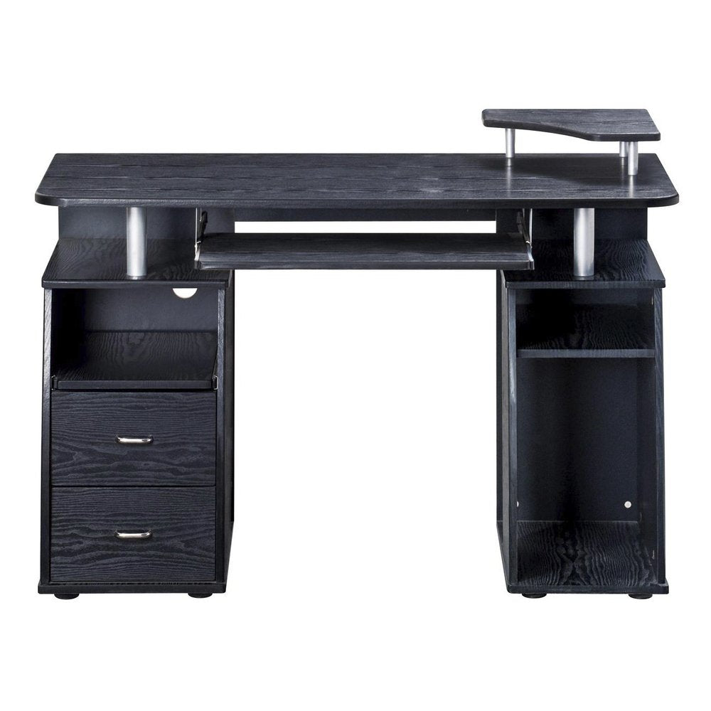 47" Espresso Wood Pedestal Computer Desk With Two Drawers