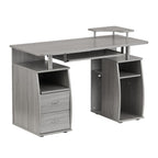 47" Gray Wood Pedestal Computer Desk With Two Drawers