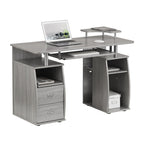 47" Gray Wood Pedestal Computer Desk With Two Drawers