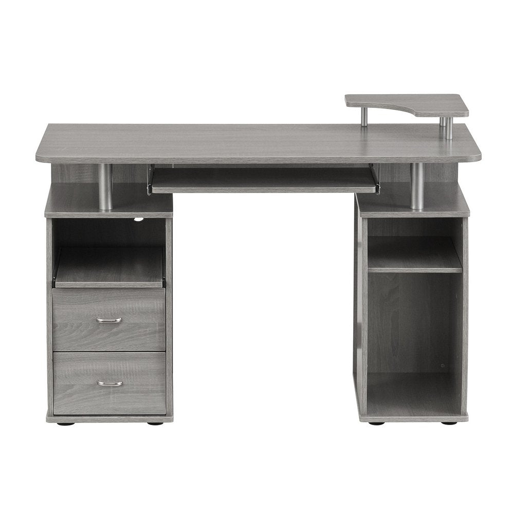 47" Gray Wood Pedestal Computer Desk With Two Drawers