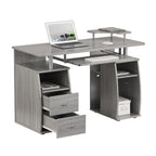 47" Gray Wood Pedestal Computer Desk With Two Drawers