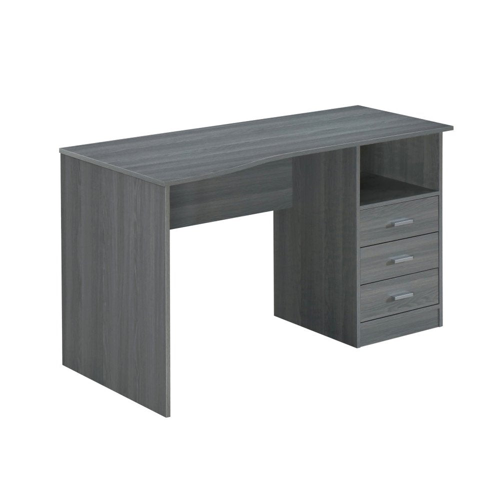 51" Gray Wood Pedestal Computer Desk With Three Drawers