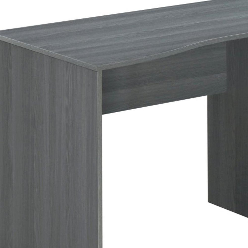 51" Gray Wood Pedestal Computer Desk With Three Drawers