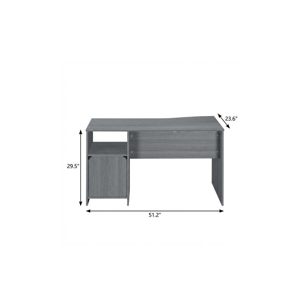 51" Gray Wood Pedestal Computer Desk With Three Drawers