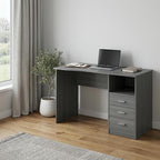 51" Gray Wood Pedestal Computer Desk With Three Drawers