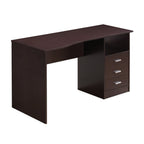 51" Dark Brown Wood Pedestal Computer Desk With Three Drawers