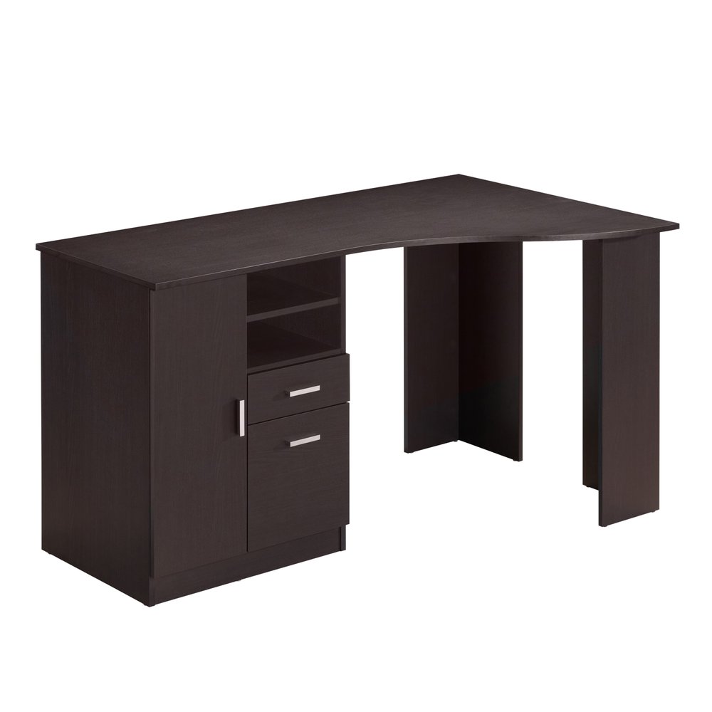 51" Espresso Wood Pedestal Computer Desk With Two Drawers