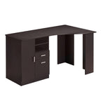51" Espresso Wood Pedestal Computer Desk With Two Drawers