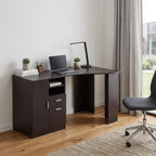 51" Espresso Wood Pedestal Computer Desk With Two Drawers