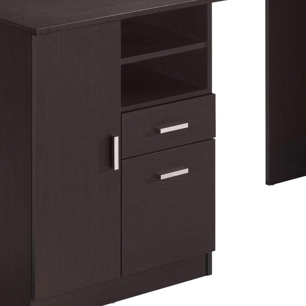 51" Espresso Wood Pedestal Computer Desk With Two Drawers