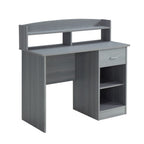 41" Gray Wood Pedestal Computer Desk With Hutch