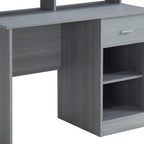 41" Gray Wood Pedestal Computer Desk With Hutch